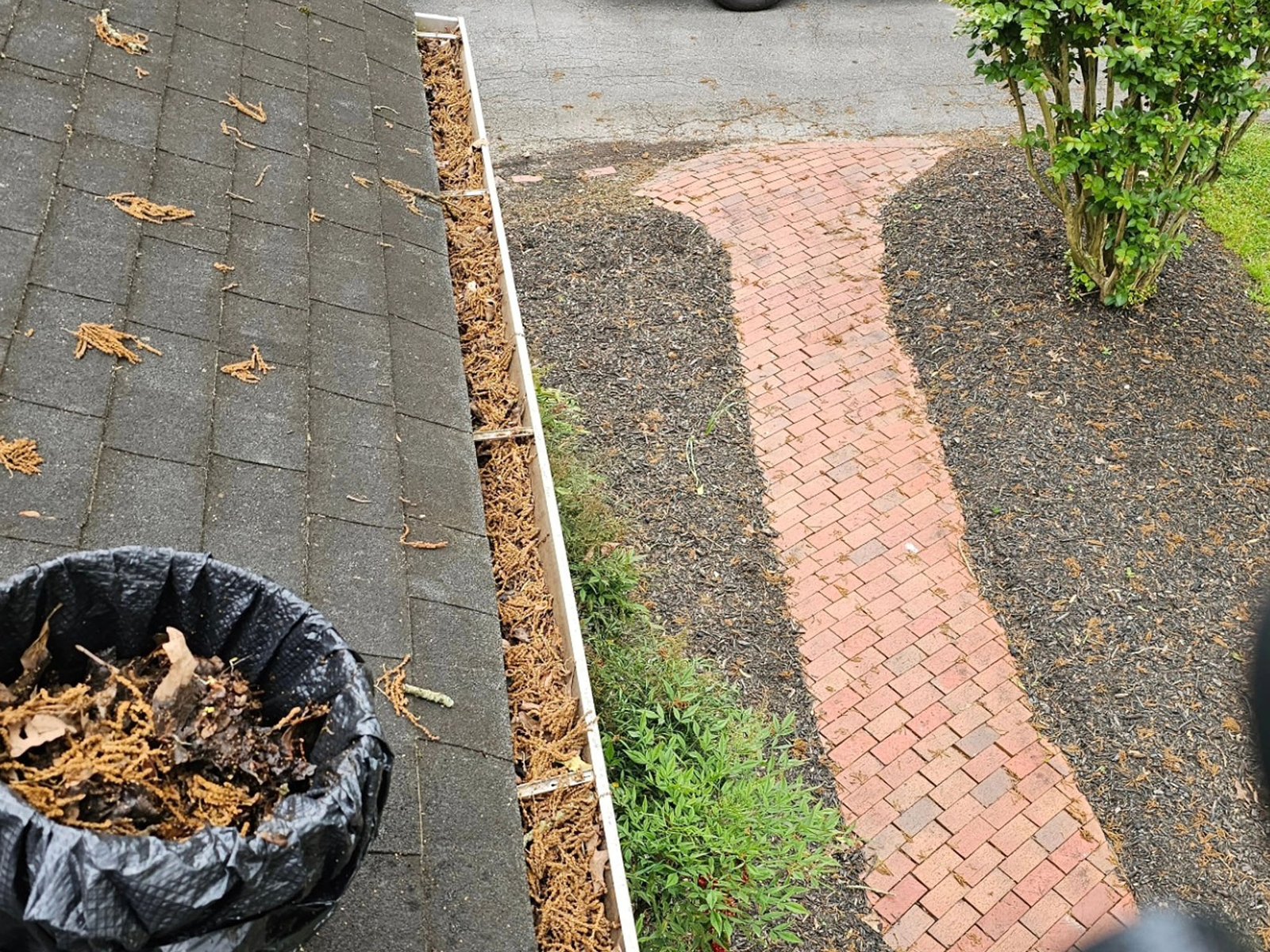 Brick paver walkway being installed